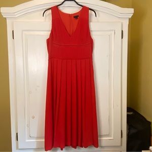 Ann Taylor Sleeveless Pleated Midi Dress - Tangerine